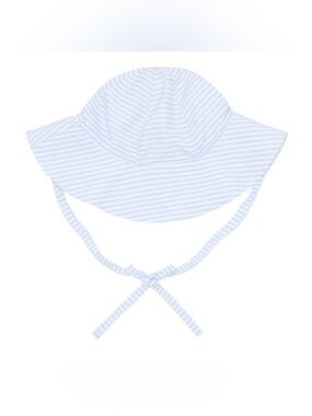 Striped Light Blue Baby Sun Hat with Chin Ties Size 18-24M